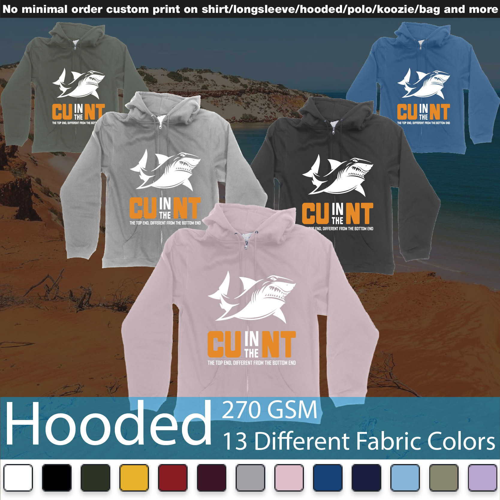 Cu In The Nt Northern Territory Shark Hooded Samples On Demand Printing Bali