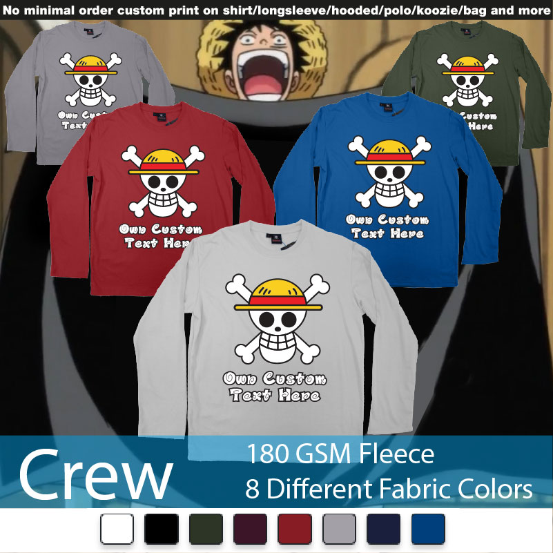 Jolly Roger Of The Straw Hat Pirates One Piece Custom Print Crewneck Long Sleeved Sweatshirt Sweatshirt On Demand Printing Bali
