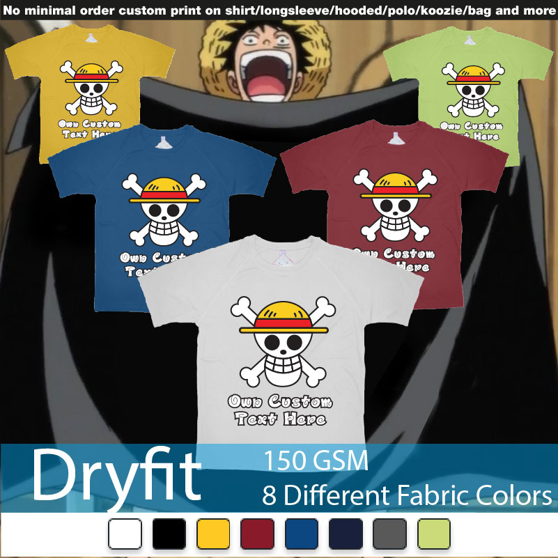 Jolly Roger Of The Straw Hat Pirates One Piece Custom Print Dryfit Tshirts Samples On Demand Printing Bali