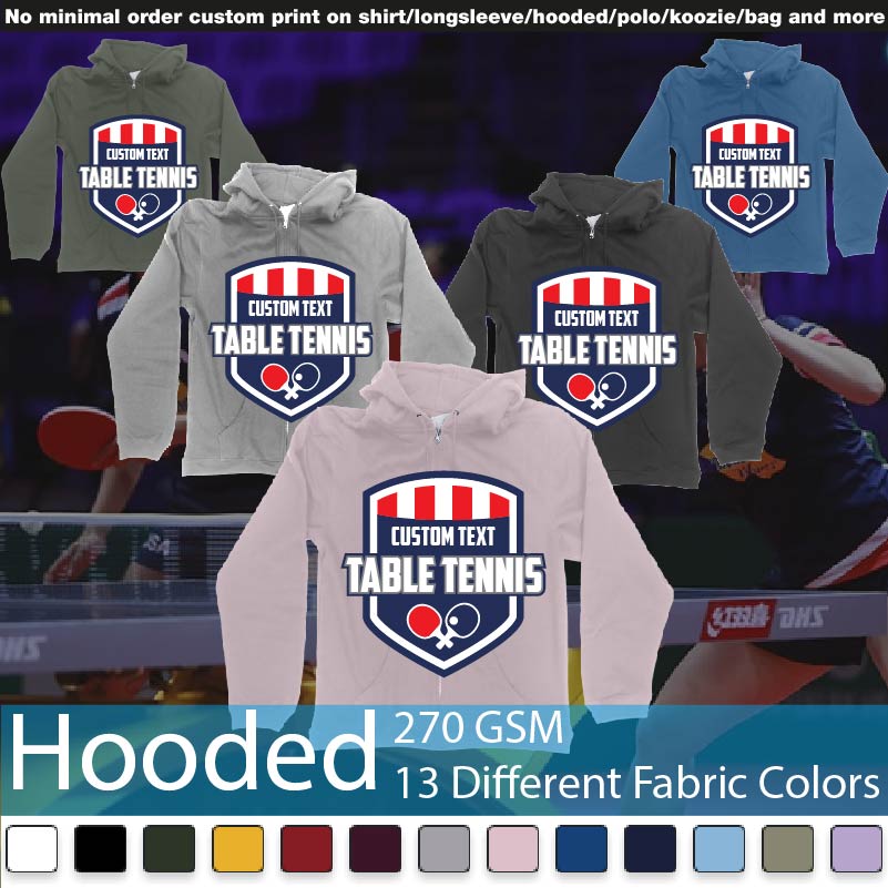 Major League Table Tennis Hooded Samples On Demand Printing Bali