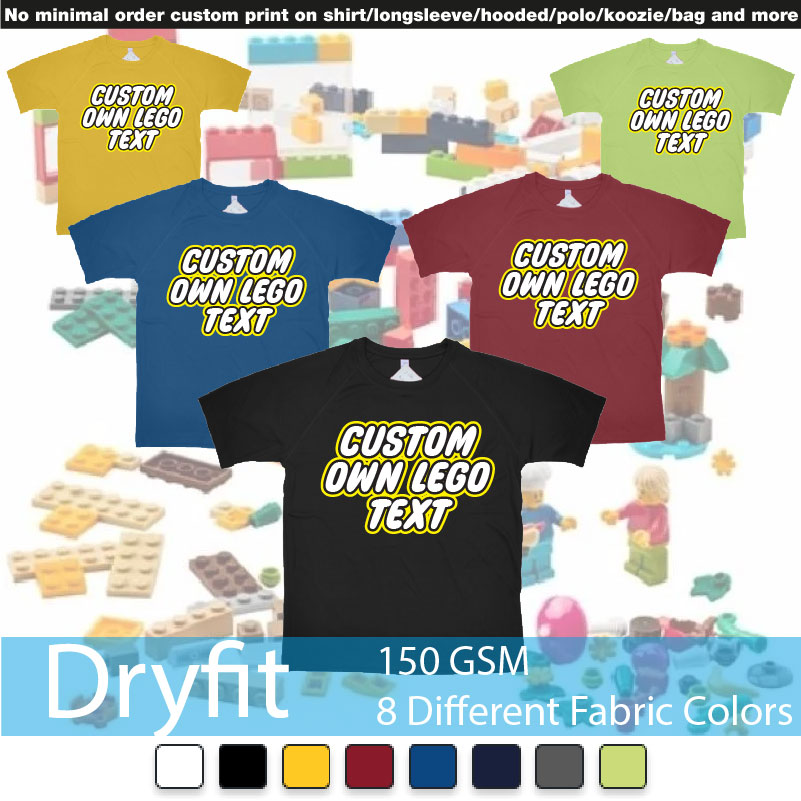 Own Custom Lego Font Text Tshirt Printing Bali Dryfit Tshirts Samples On Demand Printing Bali