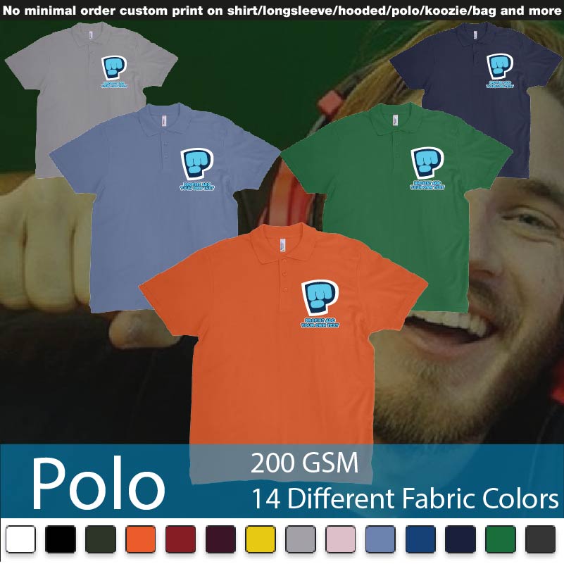 Pewdiepie Brofist Add Own Ondemand Print Polo Shirts Samples On Demand Printing Bali