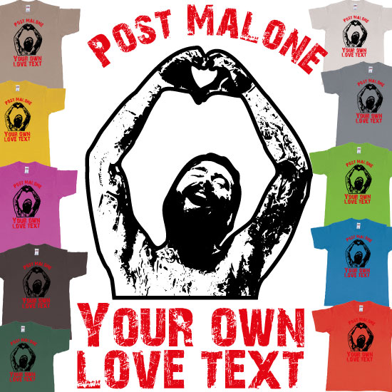 Custom tshirt design Post Malone Making Heart Sign Custom Tshirt DTF Print in Bali choice your own printing text made in Bali