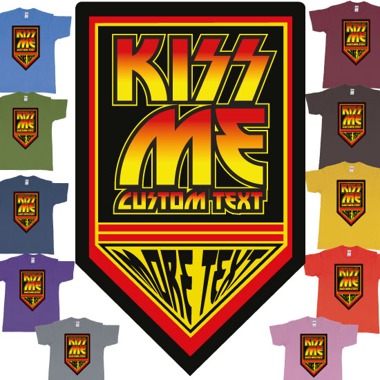 Custom tshirt design The Band KISS Logo add your own Custom Text Printing in Bali choice your own printing text made in Bali