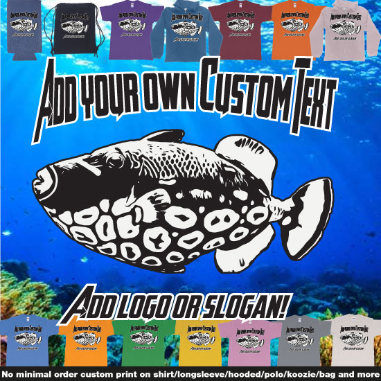 Custom tshirt design Titan Triggerfish Scuba Diving Bali Design choice your own printing text made in Bali