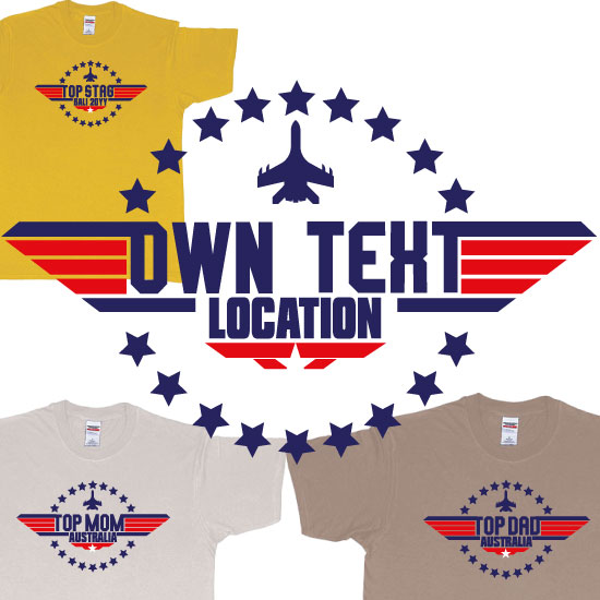 Custom tshirt design Top Gun Maverick Logo Custom Text Dad Mom Stagdo Location T Shirt Bali Print choice your own printing text made in Bali