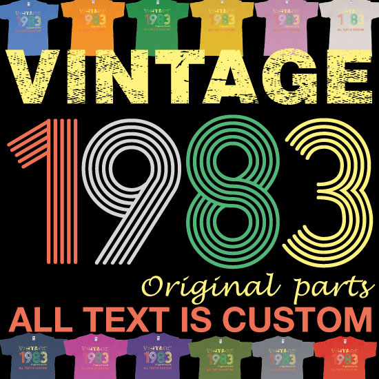 Custom tshirt design Vintage Custom Year Original Parts Birthday Bash Gift Idea Teeshirt Printing Bali choice your own printing text made in Bali