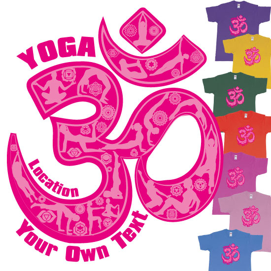 Custom tshirt design Yoga Om People Doing Yoga Chakras T Shirt Personalised Printing Bali choice your own printing text made in Bali