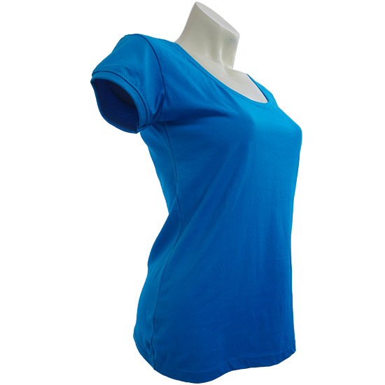 (L06G) Klipp Short - This smart looking t-shirt with short arms is a perfect cut to fit most women. The deep cut in the front makes a small logo on front really stand out. Relaxed, yet feminine fit. Ribbed collar and hemmed sleeves. As many clients have requested this style is now available also as a dress (L19G) Lady Style Klipp Dress - style shirt ready for your own custom printing in Bali