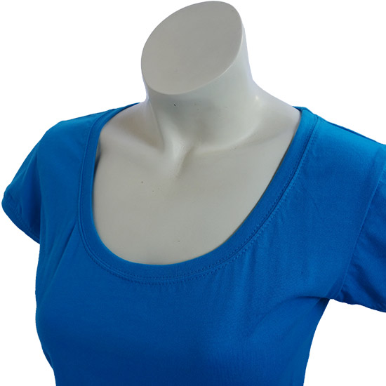 (L06G) Klipp Short - This smart looking t-shirt with short arms is a perfect cut to fit most women. The deep cut in the front makes a small logo on front really stand out. Relaxed, yet feminine fit. Ribbed collar and hemmed sleeves. As many clients have requested this style is now available also as a dress (L19G) Lady Style Klipp Dress - style shirt ready for your own custom printing in Bali