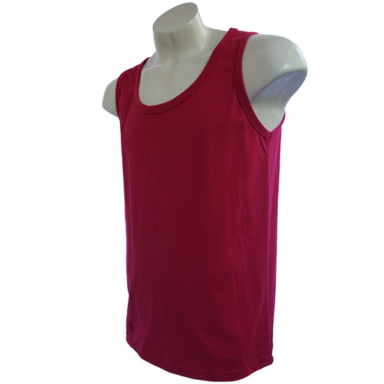 (T07S) Basic Singlet in Fabric Color (2026) Cherry in (210 GSM, 100% Cotton) Fabric ColorsStandard fabric for men shirtsFabric Specification100% Cotton210 Grams Per Square MeterPreshrunk materialThe fabric is preshrunk, but depending on the way you wash, the fabric might still have up to 2% of shrinkage more.